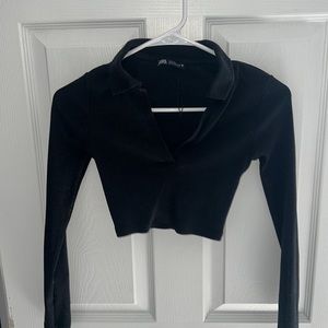 Zara cropped black long sleeve cropped top